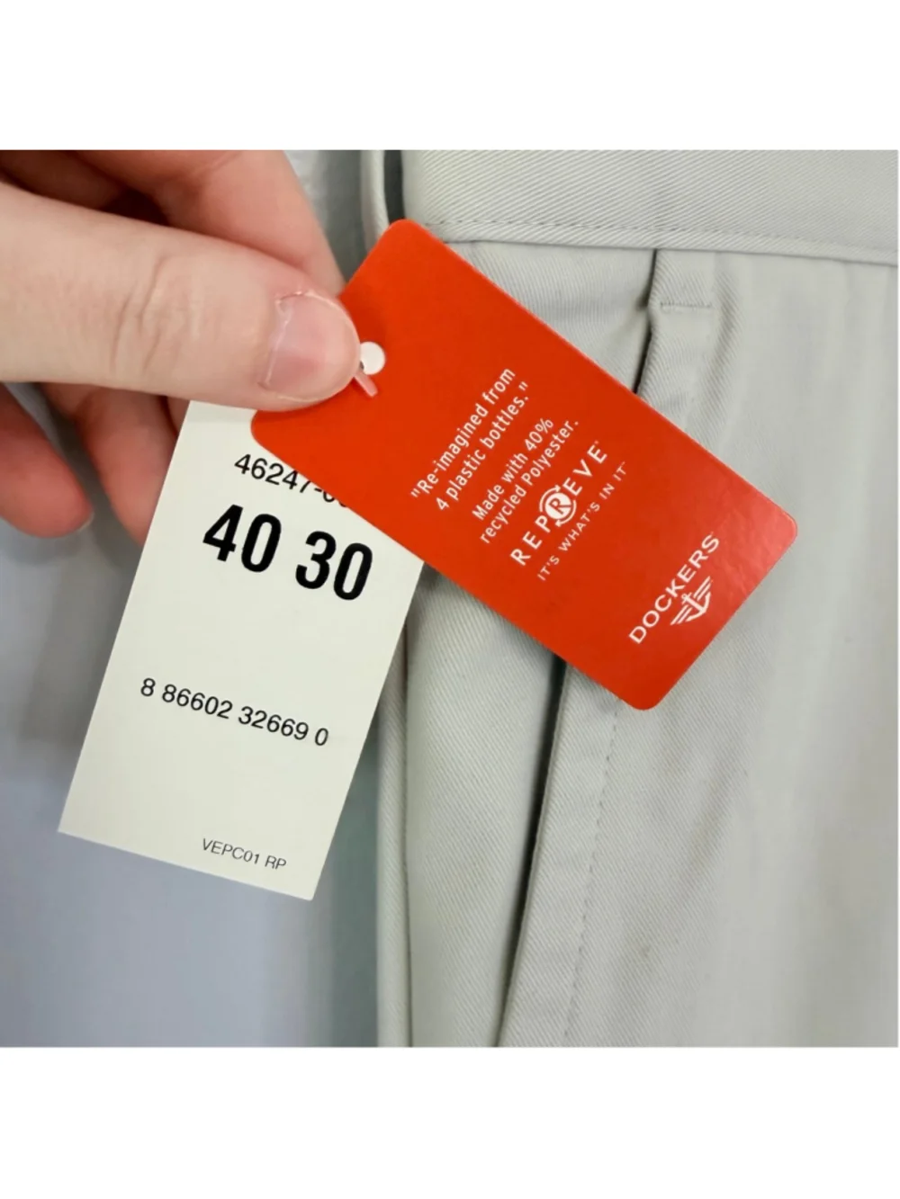 Dockers Classic Fit Flat Front Chino Khaki Pants Men's Beige Size 40/30